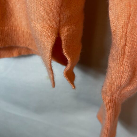 J. Crew Peachy Orange 100% Cashmere Classic Crewneck Sweater Size L - Picture 6 of 10